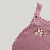 Jardineira Rosa Tricot  Arco Íris