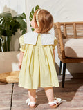 Vestido Bata Amarelo com Gola Laço