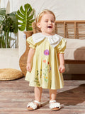 Vestido Bata Amarelo com Gola Laço
