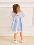 Vestido Bebê Bata Xadrez Azul