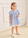 Vestido Bebê Bata Xadrez Azul