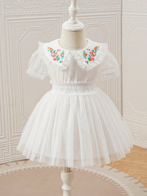 Vestido Bebê Floral Verde Fit e Flare