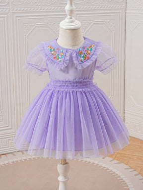 Vestido Bebê Floral Verde Fit e Flare