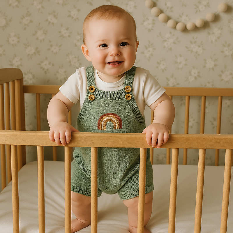 Jardineira Verdeo Tricot  Arco Íris