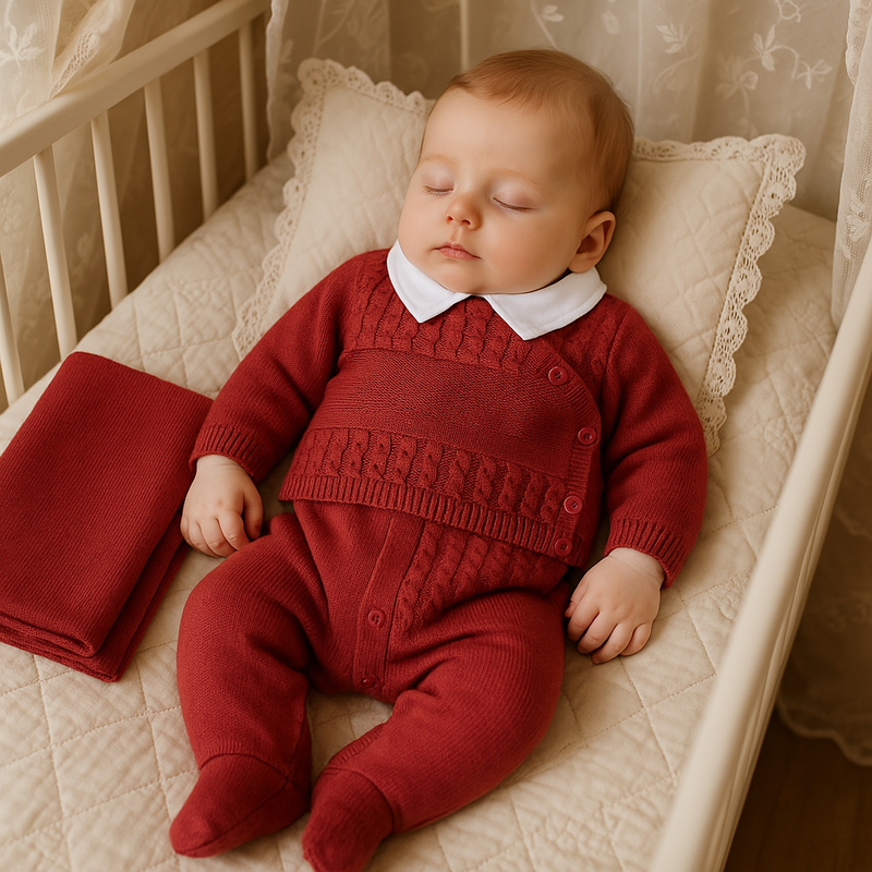 Kit Saída Maternidade Tricot Henry Red