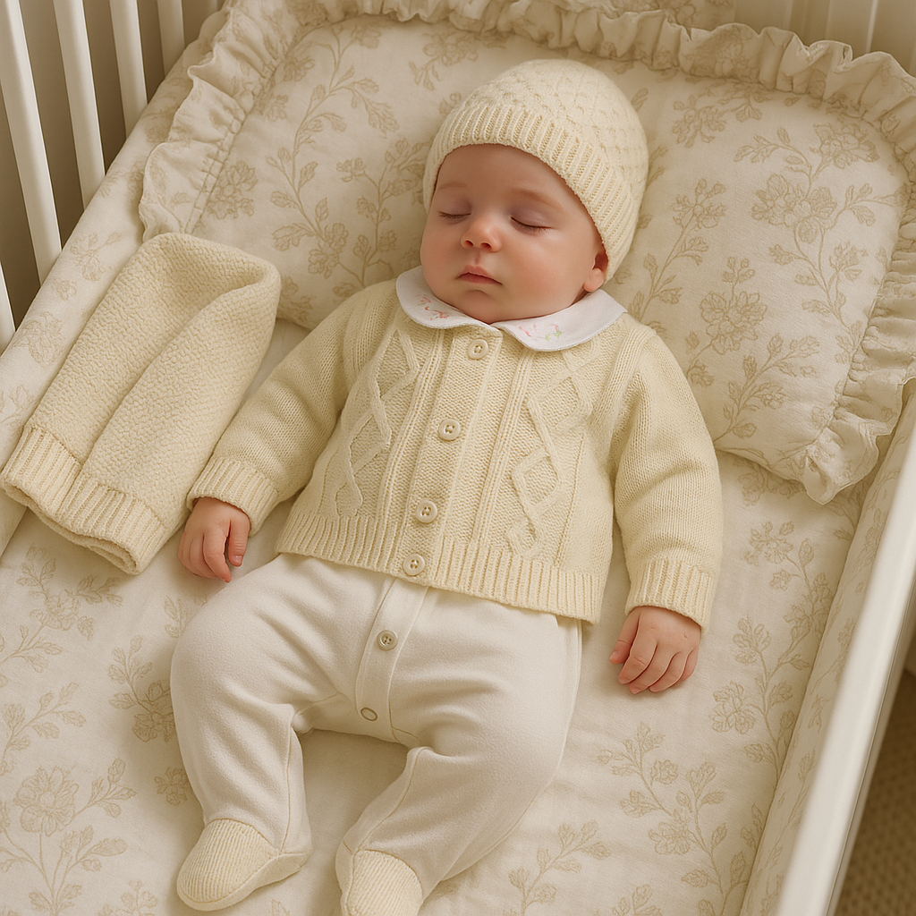 Kit Saída Maternidade 4 Peças Tricot Flores Amarelas