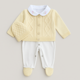 Kit Saída Maternidade 4 Peças Tricot Flores Amarelas