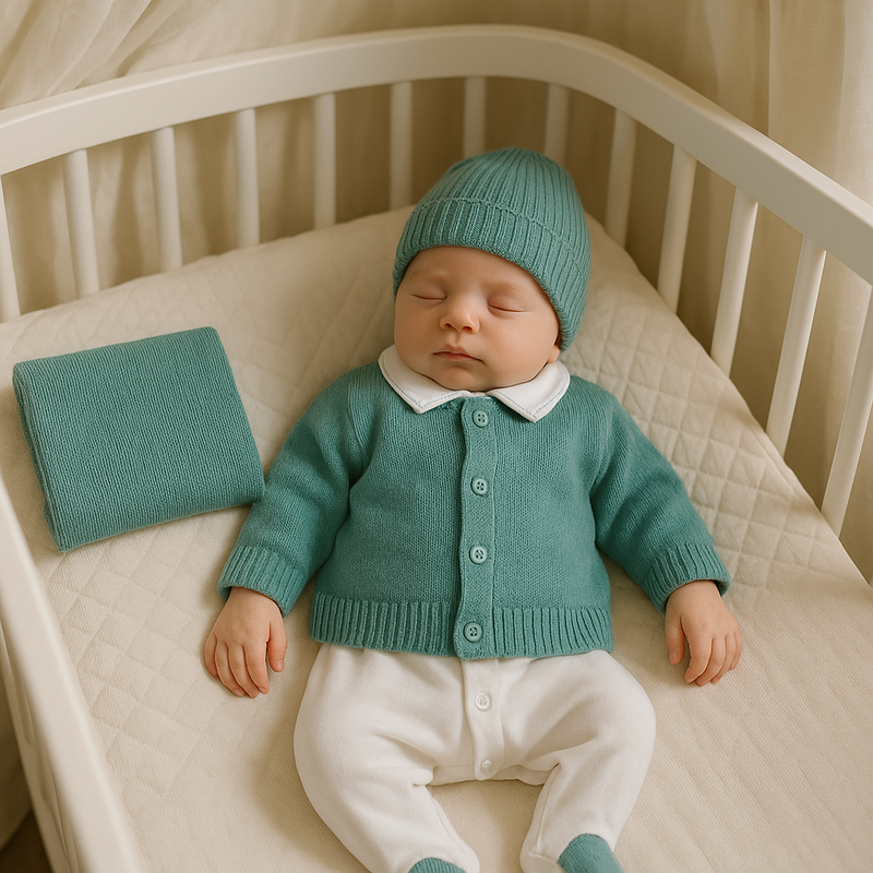 Kit Saída Maternidade Tricot Menta 4 Peças