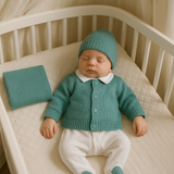 Kit Saída Maternidade Tricot Menta 4 Peças