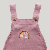 Jardineira Rosa Tricot  Arco Íris