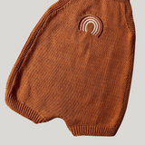 Jardineira Marrom Tricot Arco Íris