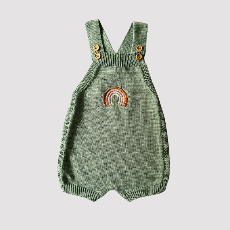 Jardineira Verdeo Tricot  Arco Íris