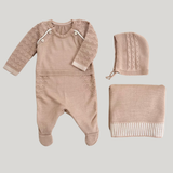 Kit Saída Maternidade Tricot Vintage Caramelo