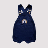 Jardineira Azul Marinho Tricot  Arco Íris