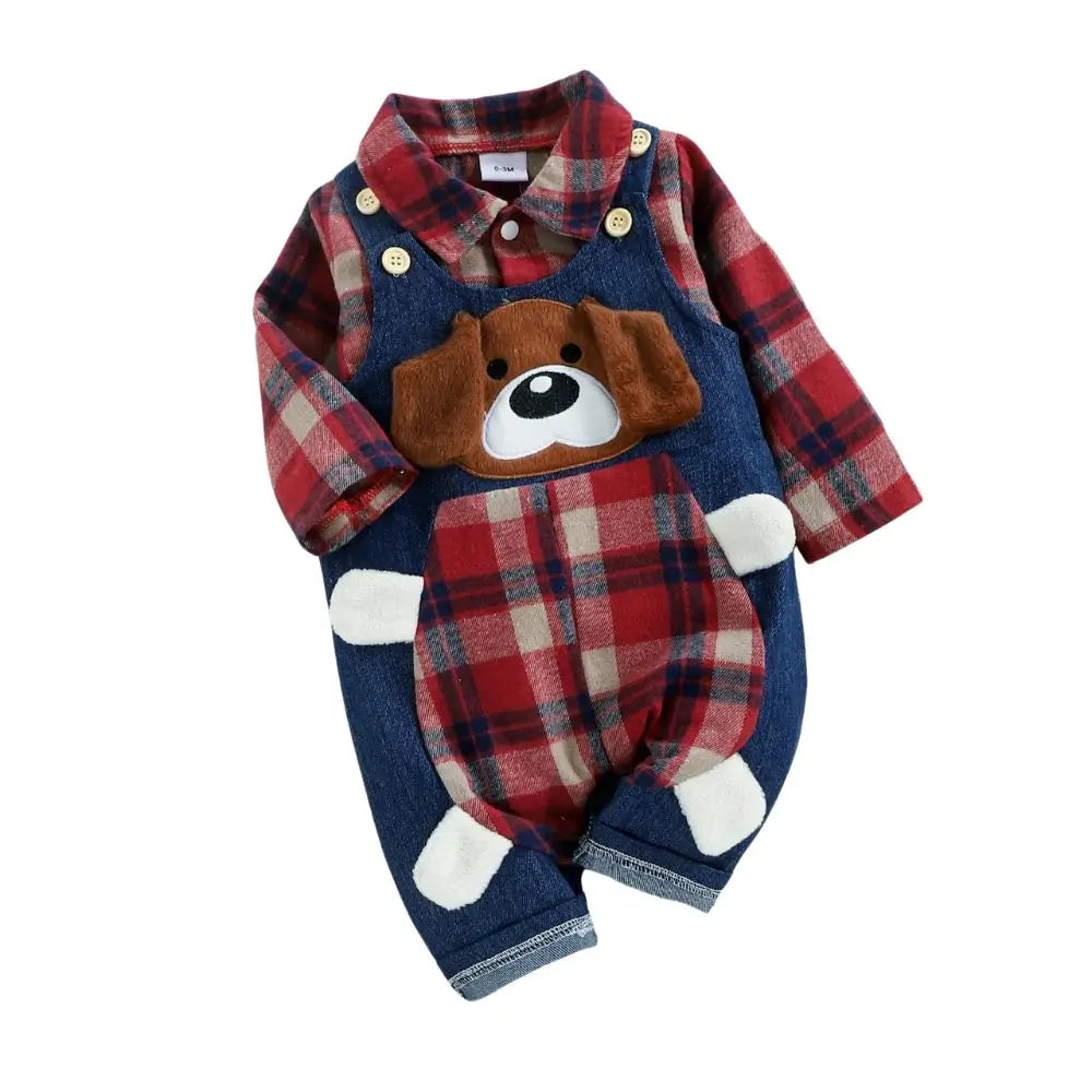 Conjunto Camisa Xadrez e jardineira