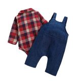 Conjunto Camisa Xadrez e jardineira