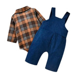 Conjunto Camisa Xadrez e jardineira