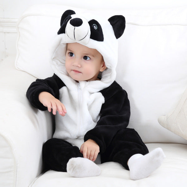 Macacão Fantasia Panda Fofinho de Flanela com Zíper