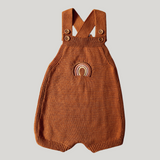 Jardineira Marrom Tricot Arco Íris