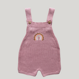 Jardineira Rosa Tricot  Arco Íris