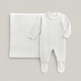 Kit Saída Maternidade Tricot Trançado Off White