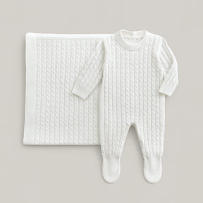 Kit Saída Maternidade Tricot Trançado Off White