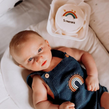 Jardineira Azul Marinho Tricot  Arco Íris