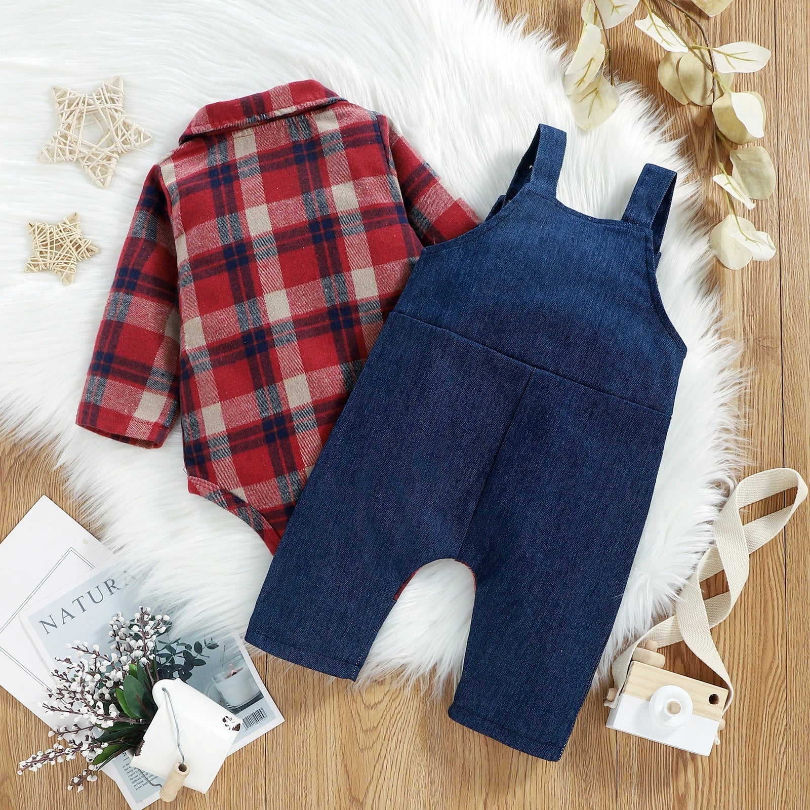 Conjunto Camisa Xadrez mais Jardineira Doggy