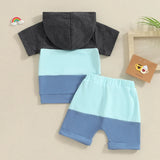 Camiseta com Capuz e Bermuda - 6 meses a 3 anos