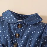 Conjunto Infantil de Menina Azul Marinho Poá - 3 a 18 meses