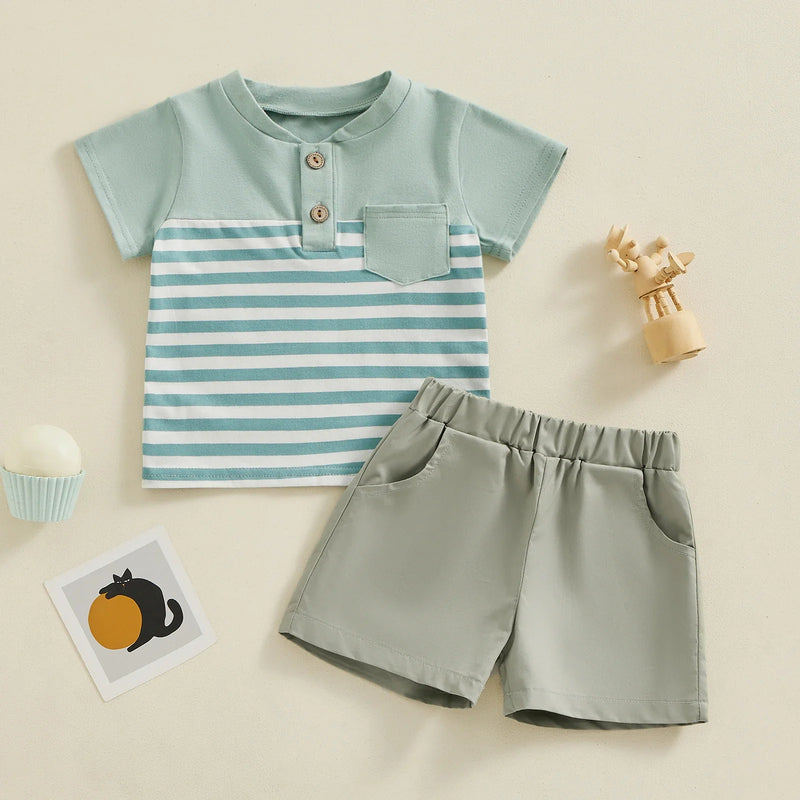 Conjunto Infantil Listrado de Menino - 6 meses a 3 anos