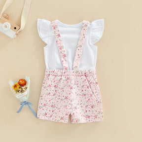 Jardineira Infantil Flor de Algodão Conjunto Pureza