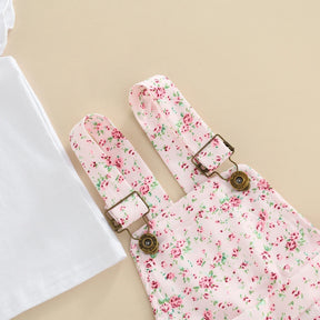Jardineira Infantil Flor de Algodão Conjunto Pureza
