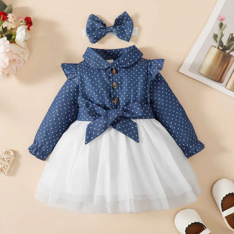 Conjunto Infantil de Menina Azul Marinho Poá - 3 a 18 meses