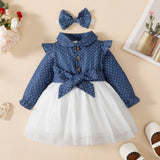 Conjunto Infantil de Menina Azul Marinho Poá - 3 a 18 meses