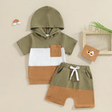 Camiseta com Capuz e Bermuda - 6 meses a 3 anos