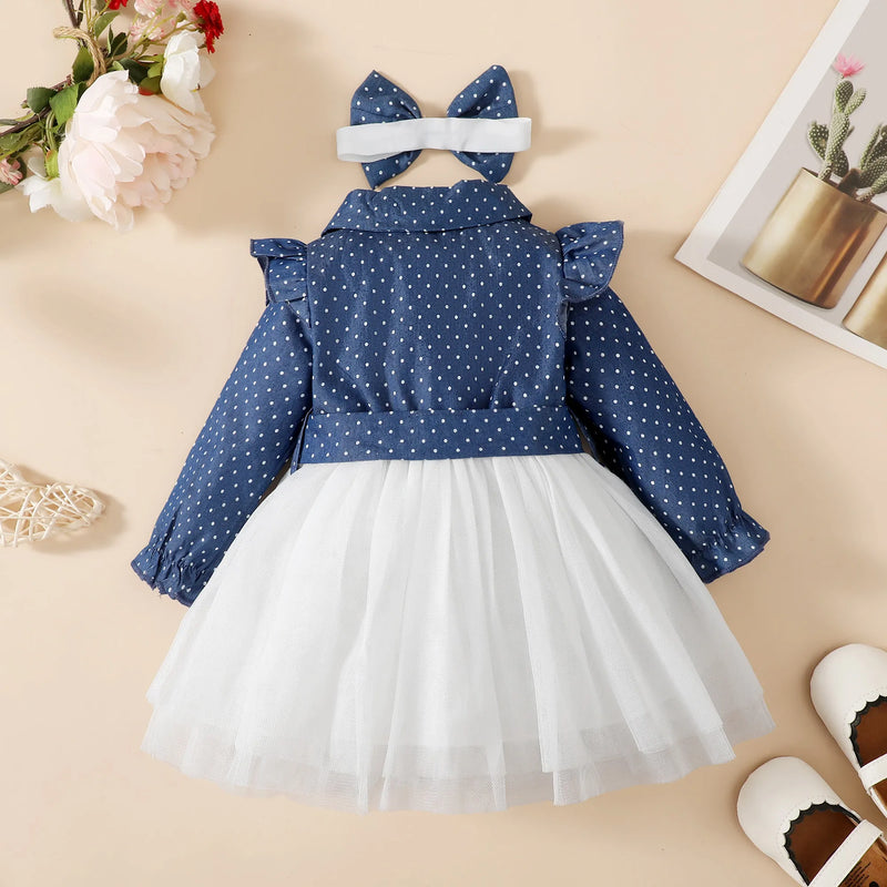 Conjunto Infantil de Menina Azul Marinho Poá - 3 a 18 meses