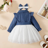 Conjunto Infantil de Menina Azul Marinho Poá - 3 a 18 meses