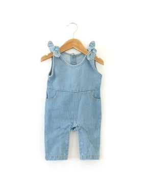 Jardineira Baby Jeans com Laços