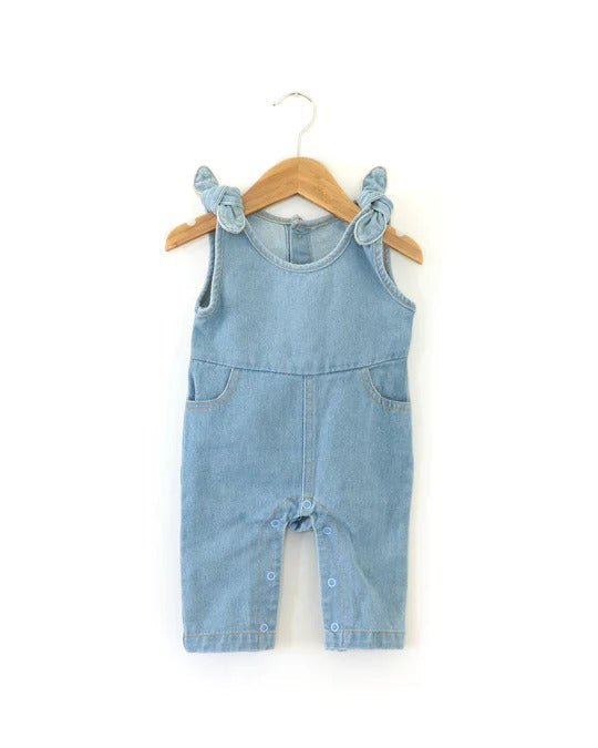 Jardineira Baby Jeans com Laços
