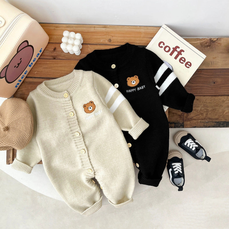 Macacão de Bebê Happy Baby com Bordado de Ursinho