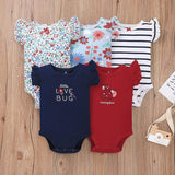 Kit 5 Bodys Manga Curta Bebê Unisex 100% algodão