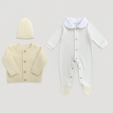 Kit Saída Maternidade 4 Peças Tricot Flores Amarelas