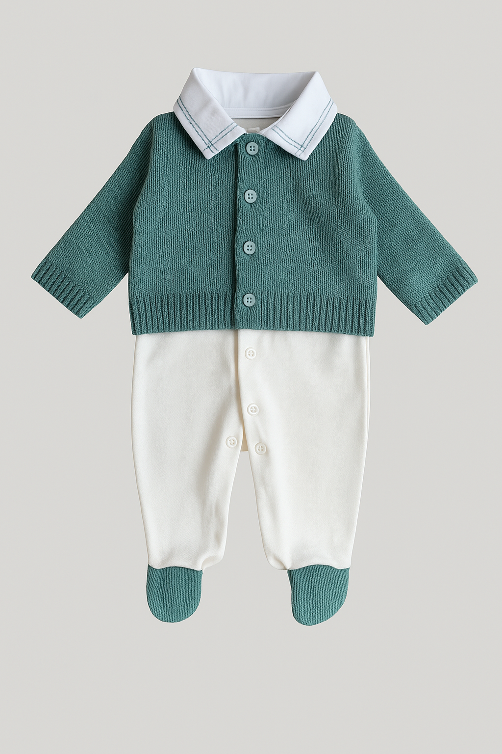 Kit Saída Maternidade Tricot Menta 4 Peças