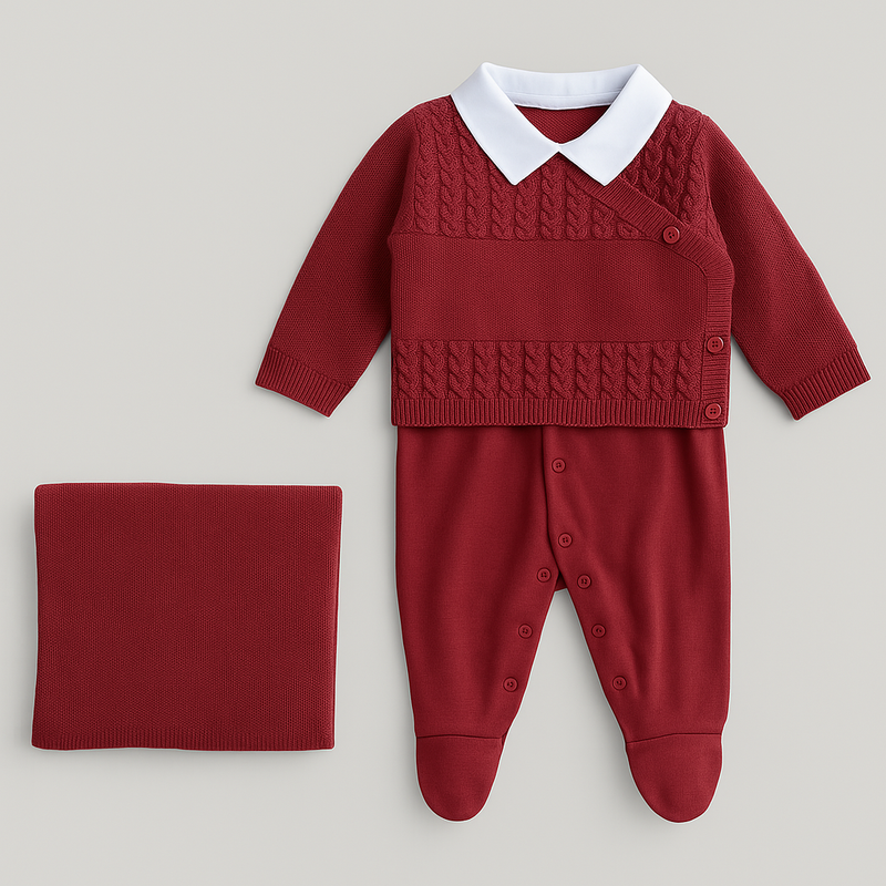 Kit Saída Maternidade Tricot Henry Red