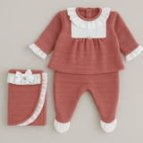 Kit Saída Maternidade Tricot Princess Rose - 3 Peças de Puro Encanto