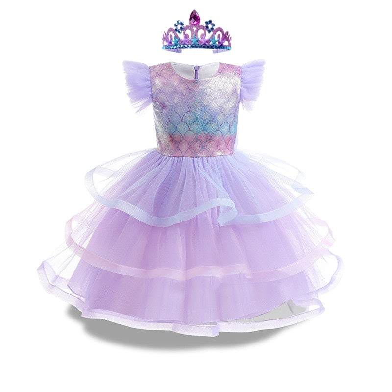 Fantasia da Pequena Sereia Lilás - 3 a 9 anos